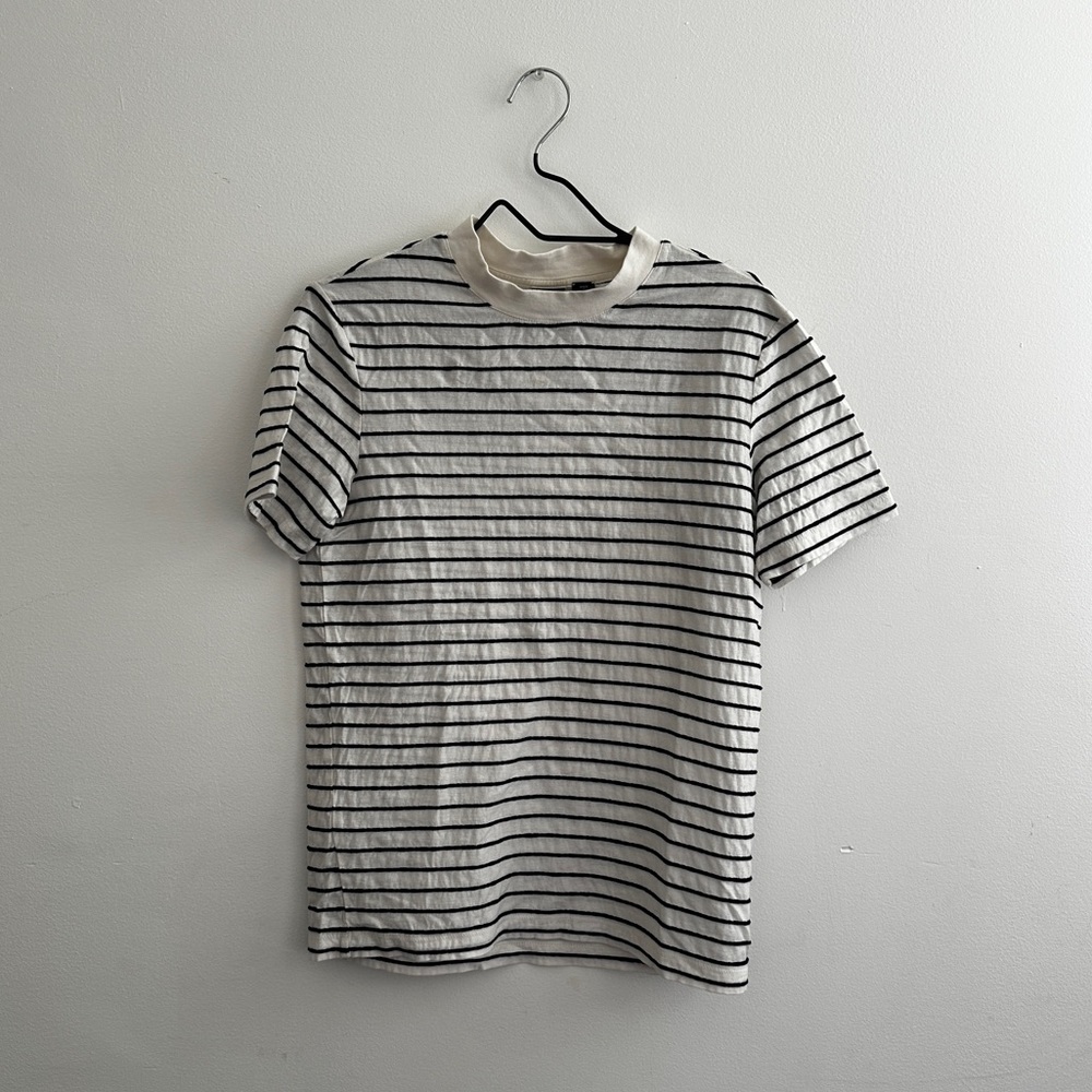 BOSS HUGO BOSS Striped Cotton Linen Blend T-Shirt Small